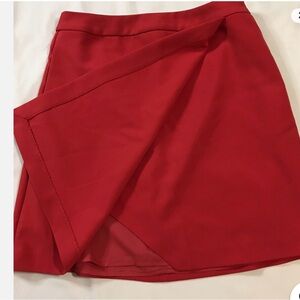 Halogen Skirt Womens 8P Red A-Line Pockets Lined Front Slit